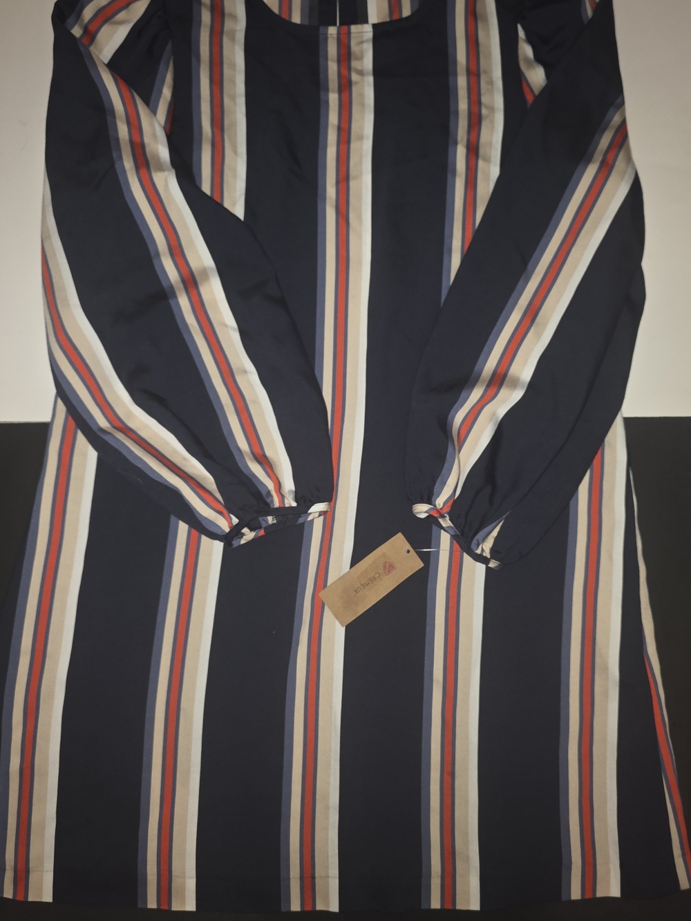 Cremieux Long Sleeve Striped Blouson Shift Dress